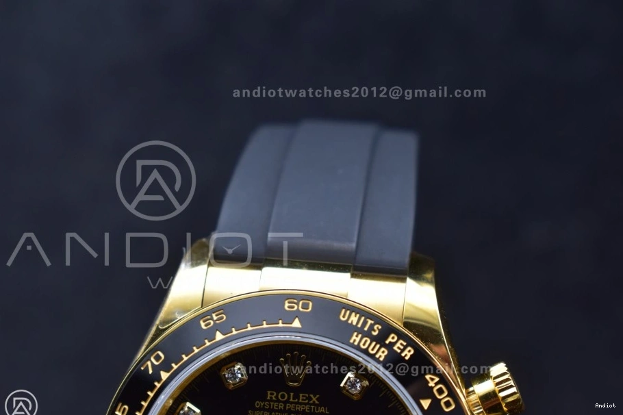 Strap SH4131 1:1 Daytona QF Oysterflex Diamonds V6 Black Best YG Dial on Edition (Weighted) 126518 0403